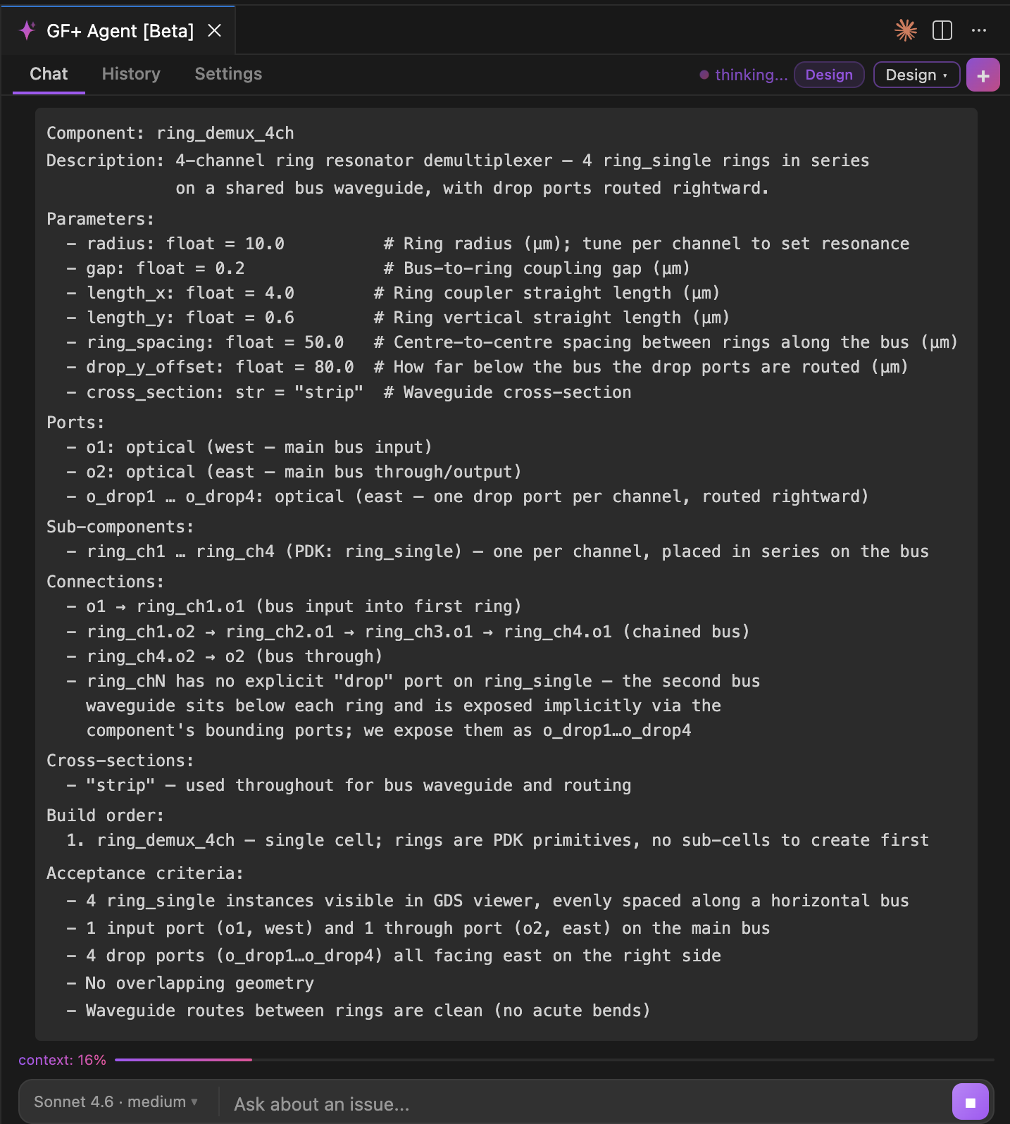 Component specification