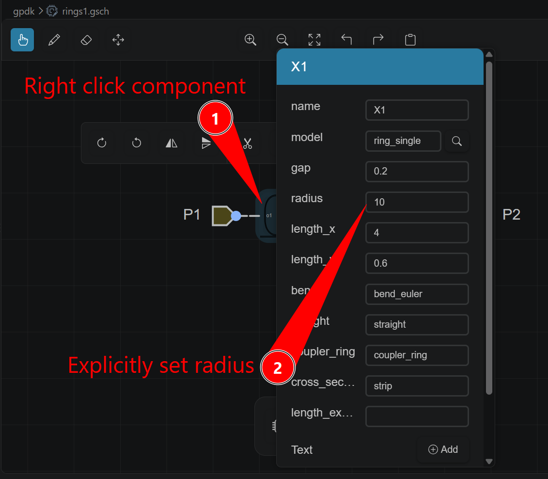 Radius change in GDS