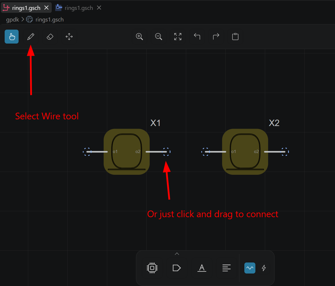 Connect rings with wire