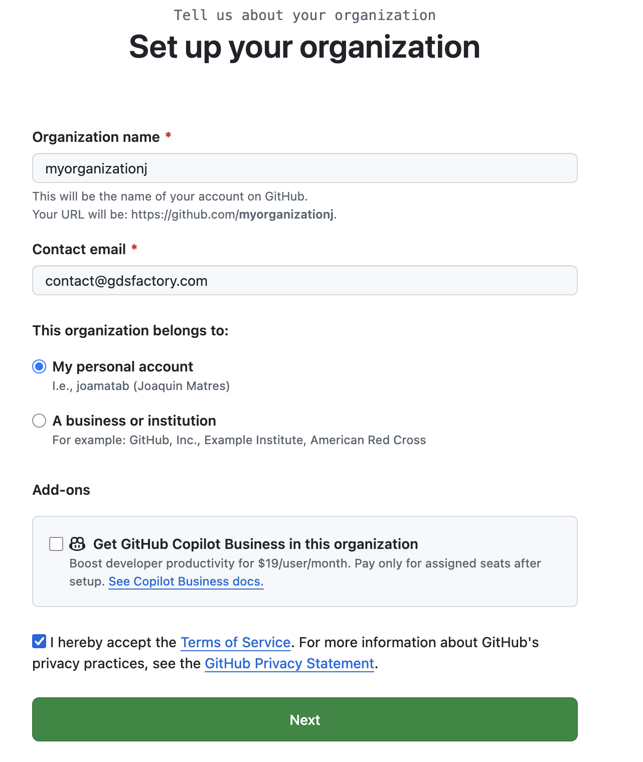 Organization details