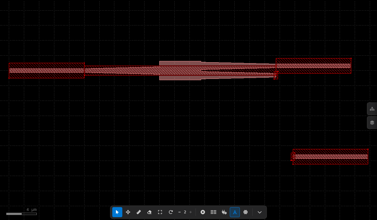 Failing LVS — displaced component, open-net markers visible