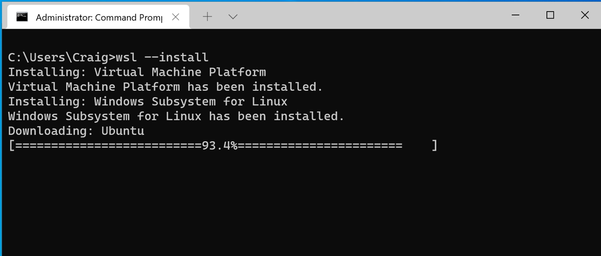 WSL install in PowerShell
